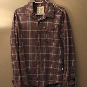 Volcom - V.co-logical Series Brown Plaid Button Down Shirt With Chest Pocket